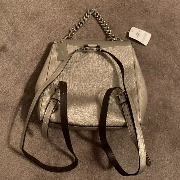 NWT Coach Platinum Gold Turnlock Backpack main image 4